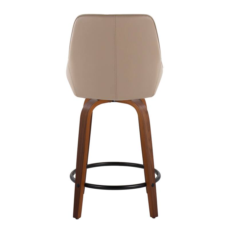 Carson Carrington Alba 24" Fixed-Height Upholstered Counter Stool with Bent Wood Legs & Round Footrest (Set of 2)
