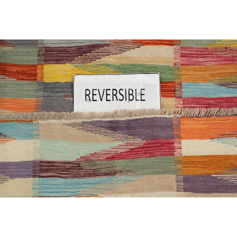 Hand Woven Oriental 100% Wool Carpet Southwestern Modern Multi-Colored Kilim Area Rug - 6' 0'' X 4' 3''