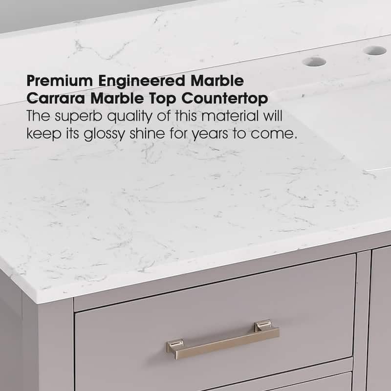 PROOX 60 inch Freestanding Bath Vanity Engineered Countertop and Double Ceramic Sink