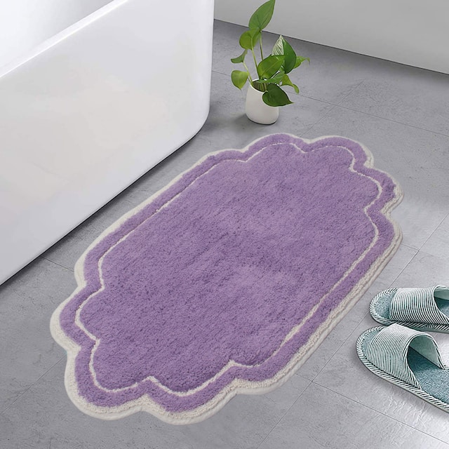 Home Weavers Allure Collection Absorbent Cotton, Machine Washable and Dry Bath Rugs - 21"x34" - Purple