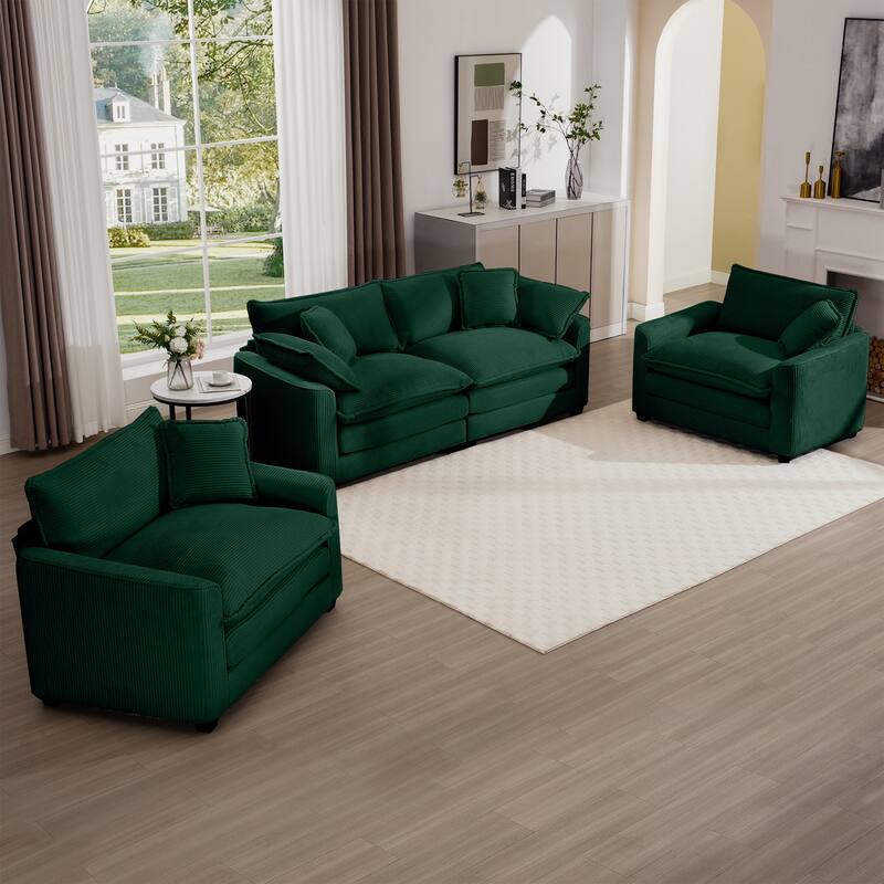 2+1+1Seater Flexible Combinations Sofa Set with One 2-Seater Sofas and 2 Single Sofa Chairs for Livingroom