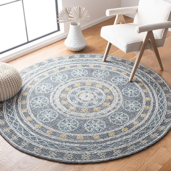 Safavieh Blossom Collection BLM608H Handmade Premium Wool Area Rug 4' x 6' Yellow Charcoal Safavieh Blossom Collection BLM608H Handmade Premium Wool Area Rug 4' x 6' Yellow Charcoal
