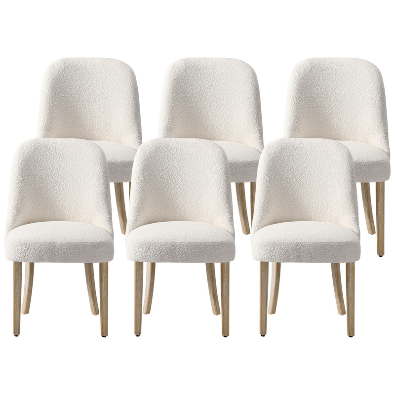 Farmhouse Water and Stain Resistant Boucle Upholstered Side Chair (Set of 6)