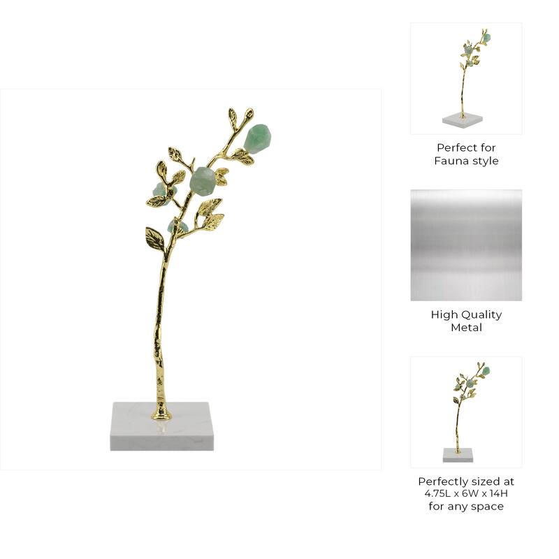 Metal Tree Sculpture on Marble Base Charming Living Room, Office, Home Decor