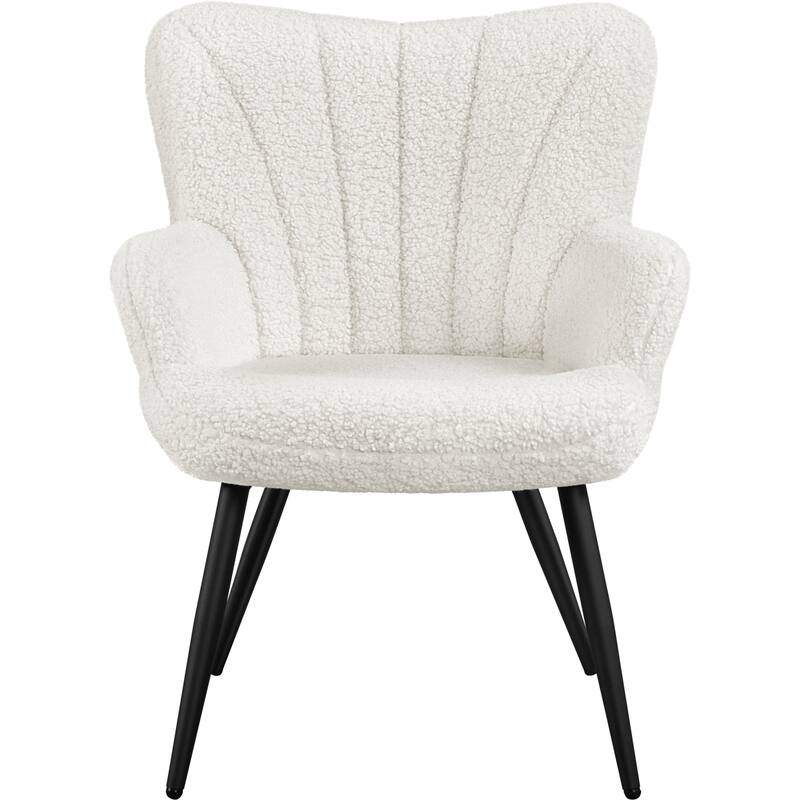 Yaheetech Modern Fabric Accent Chair Pleated Curved Back Armchair