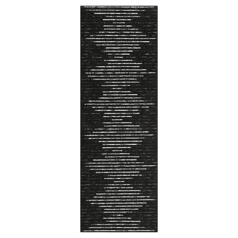 Washable Rugs for Living Room Modern Geometric Striped Area Rug Soft Non-Slip Low Pile Accent Rug