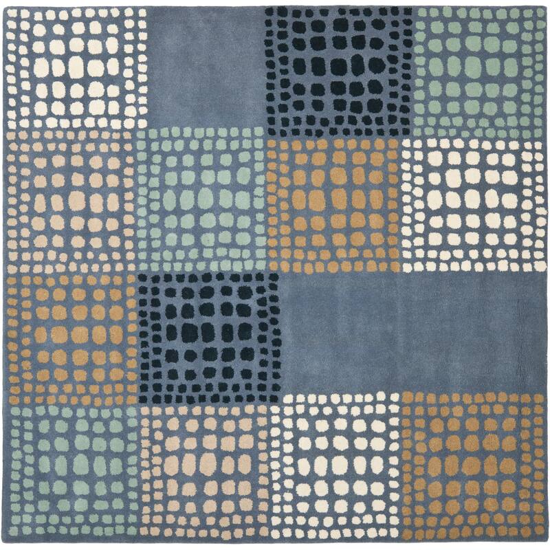 SAFAVIEH Handmade Wyndham Shendvera Modern Wool Rug - 7' Square - Grey/Multi
