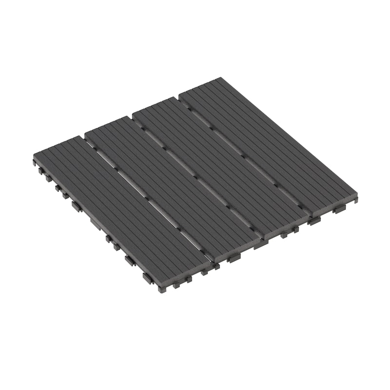 44 Pack 12"x12" Square Patio Plastic Interlocking Deck Tiles, Waterproof Outdoor All Weather Use, Decking Tiles for Poolside - Grey