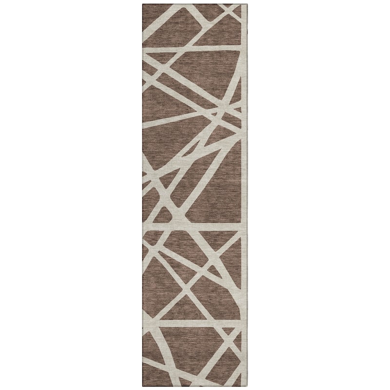 Machine Washable Indoor/ Outdoor Abstract Contemporary Chantille Rug