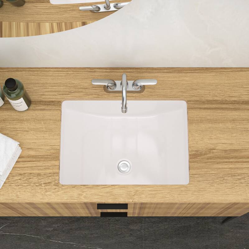 Ceramic Rectangular Undermount Bathroom Sink with Overflow