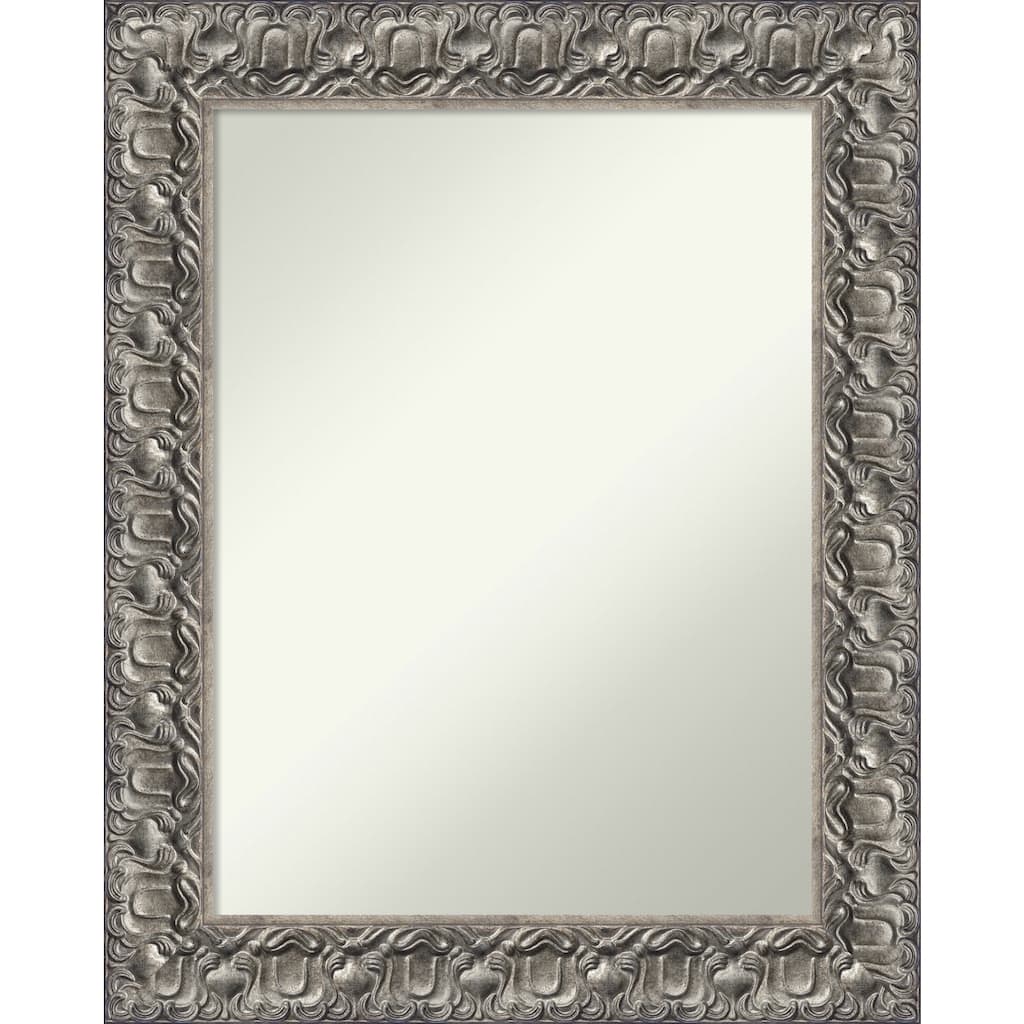 Non-Beveled Wood Wall Mirror - Silver Luxor Frame