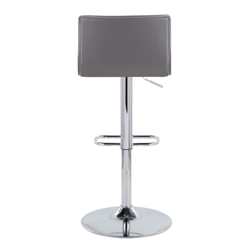 Porch & Den Mara Upholstered Adjustable Bar Stool with Rounded Rectangle Footrest (Set of 2)