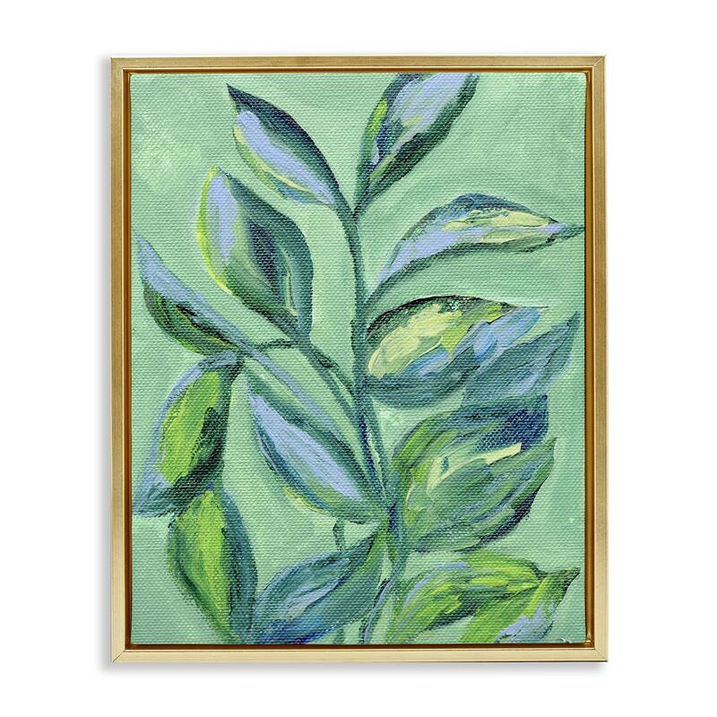 Stupell Leafy Plant Foliage Framed Floater Canvas Wall Art Design By Nikita Jariwala - 25 x 31 - Gold
