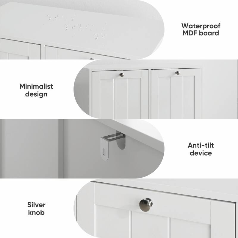 Tilted Laundry Hamper with Removable Basket, Hidden Storage Cabinet