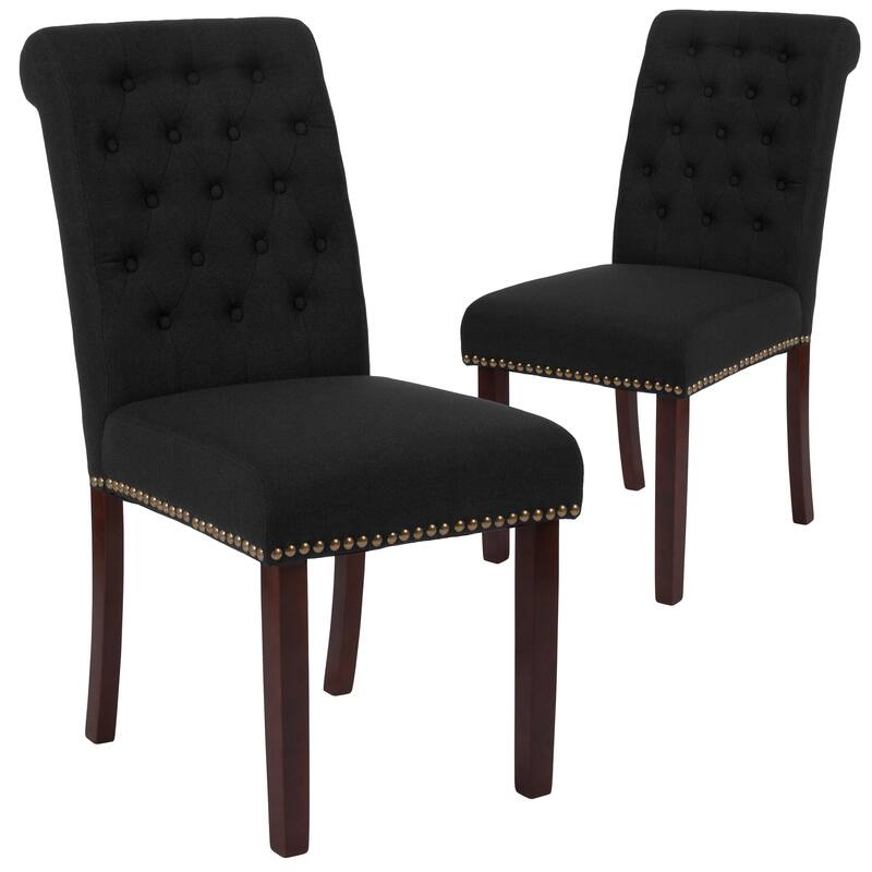 Parsons Rolled Back Accent Nail Trim Chairs (Set of 2) - 18.5"W x 27.5"D x 39.75"H