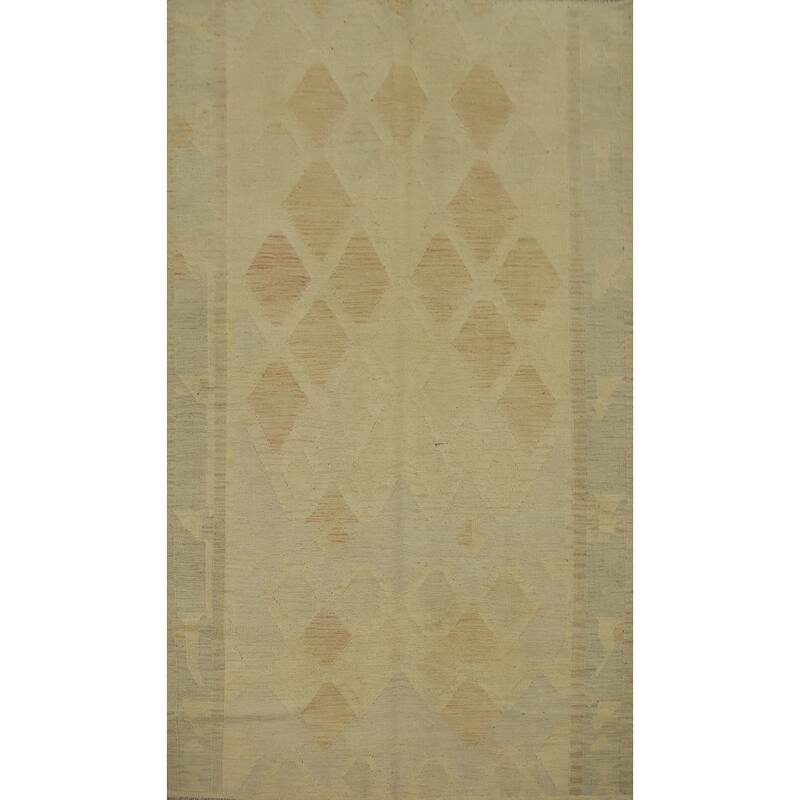 Hand Woven Oriental 100% Wool Carpet Southwestern Tribal Yellow & Gold Kilim Area Rug - 8' 1'' X 4' 11''