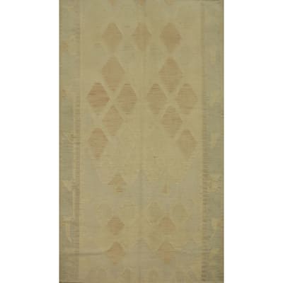 Hand Woven Oriental 100% Wool Carpet Southwestern Tribal Yellow & Gold Kilim Area Rug - 8' 1'' X 4' 11''
