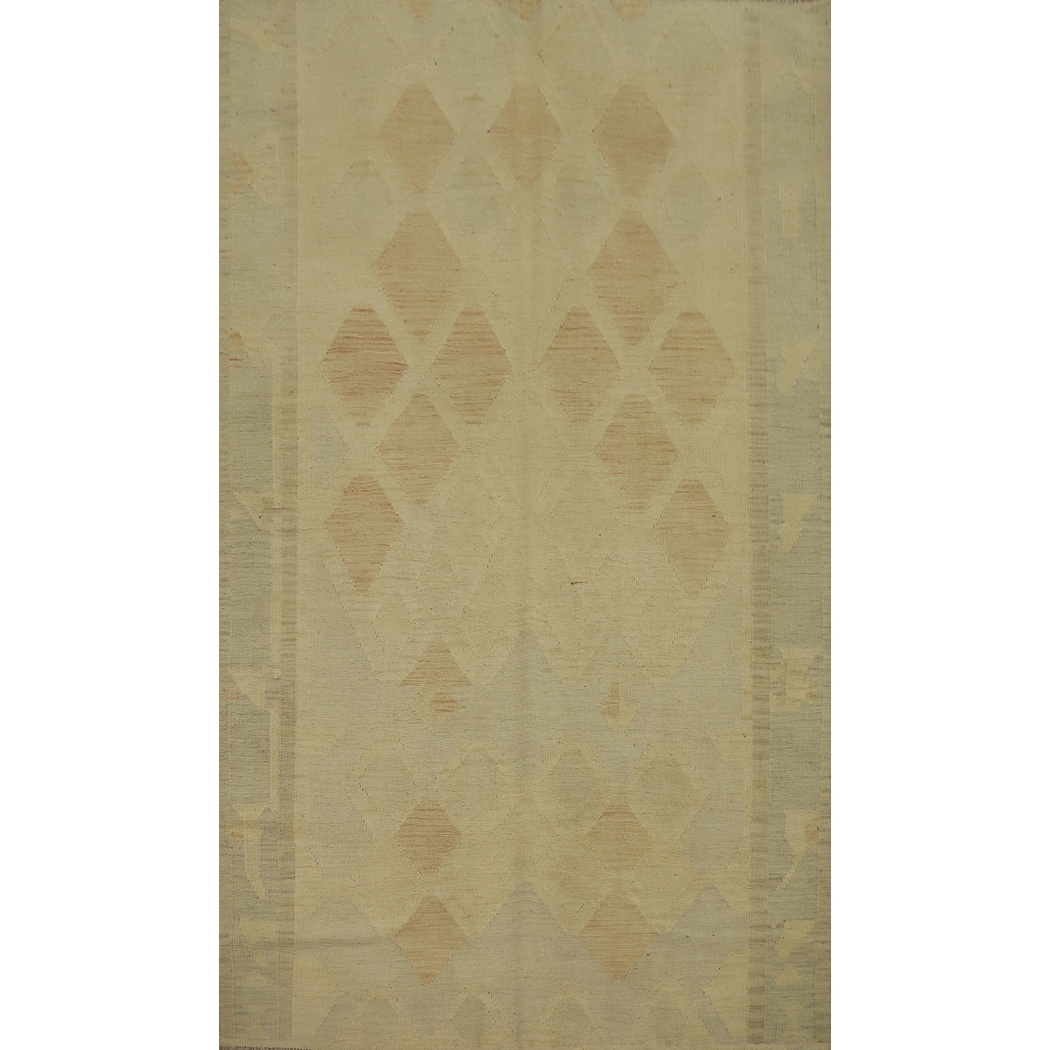 Hand Woven Oriental 100% Wool Carpet Southwestern Tribal Yellow & Gold Kilim Area Rug - 8' 1'' X 4' 11''
