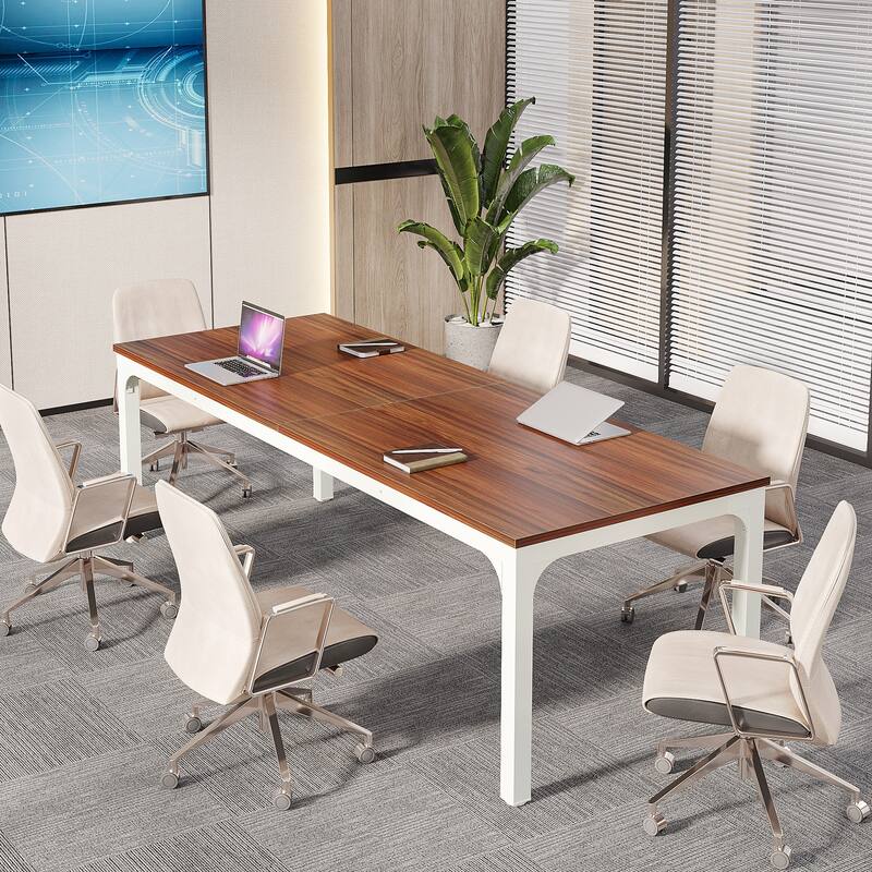 Long Conference Table Set of 4, 13FT Large Rectangle Meeting Seminar Table, 78.74-Inch Business Tables