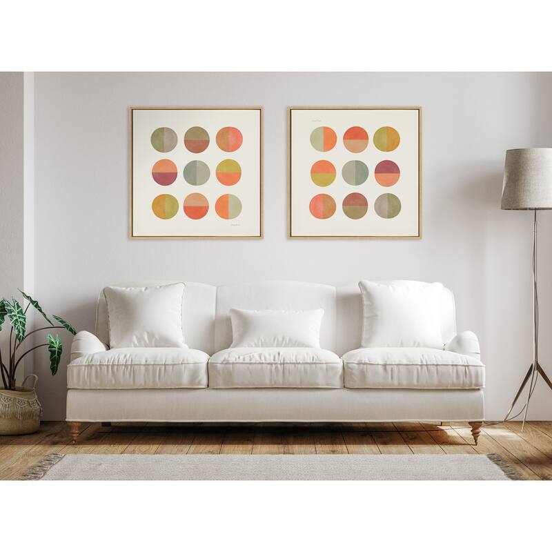 Kate and Laurel Sylvie Sunset Circles Framed Canvas by Carey Copeland