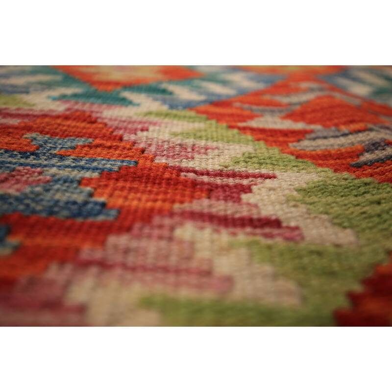South Western Kilim Area Rug Hand-Woven Oriental Wool Carpet - 10'0" x 12'9"