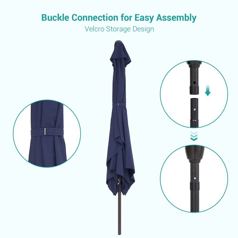 Bonosuki 10 x 6.5ft Patio Rectangular Umbrella with Tilt and Crank