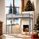 preview thumbnail 1 of 6, Twin Metal Loft Bed with Desk, Ladder and Guardrails, Grey Grey