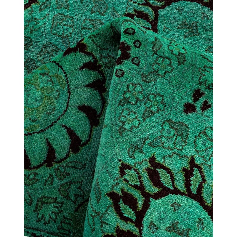 Contemporary Overdyed Wool Hand Knotted Runner - 3' 0" x 12' 4"