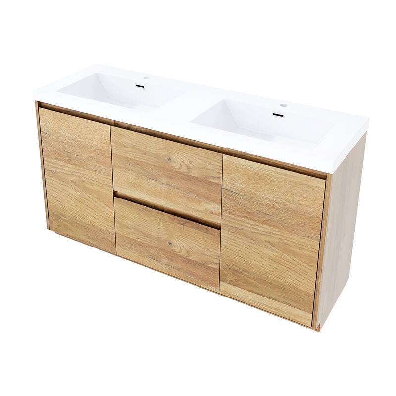 Floating Bathroom Vanity with Integrated Resin Top