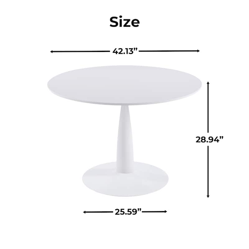 Round Tulip Dining Table for 2-4 Persons, 42. Inch Kitchen Table with Sturdy Golden Metal Pedestal Base, Modern Bistro Table