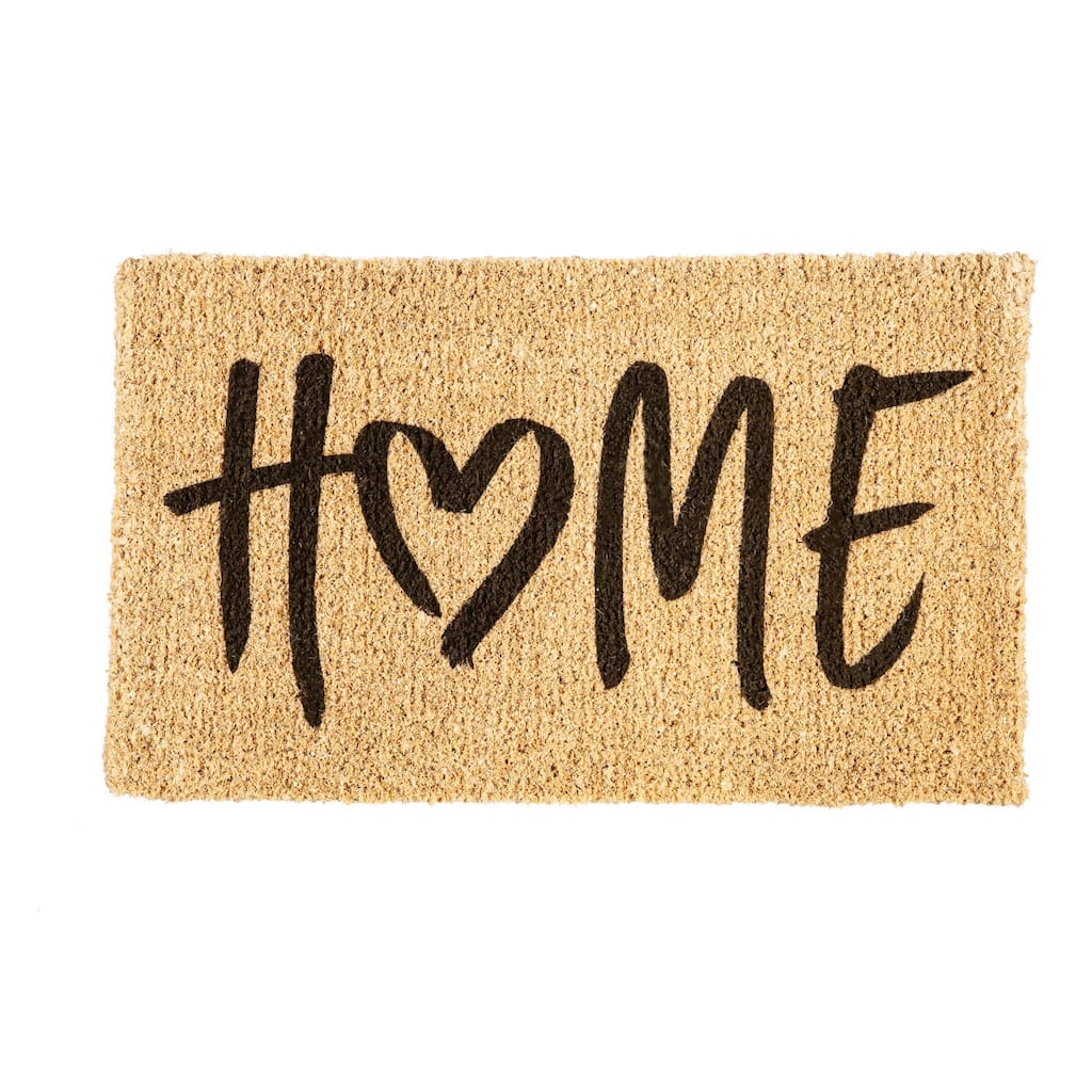 HOME Heart Woven Coir Door Mat, 30 x 18"