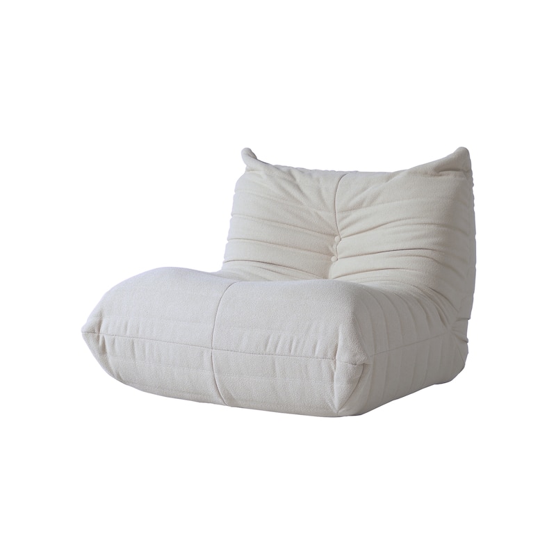 Single Lazy Sofa Teddy Fabric Soft Sponge Lounger Bean Bag Chair