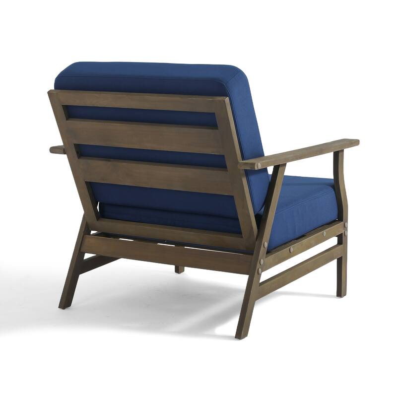 Outdoor 2 Set Teak Wood Club Chairs Set with Cushion