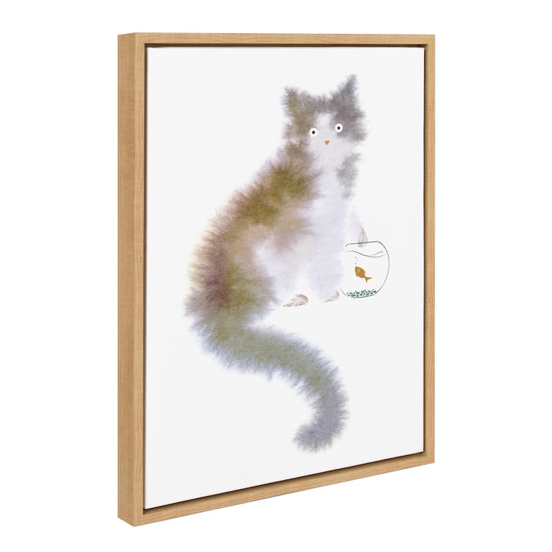 Kate and Laurel Sylvie Dont You Dare Framed Canvas by Faryn Hughes - 18x24 - Natural