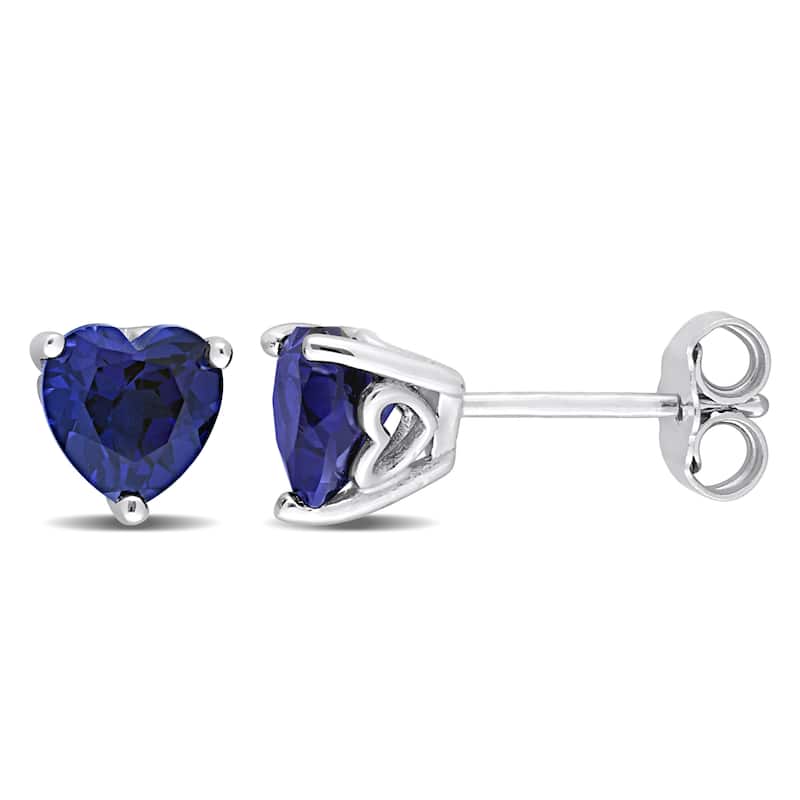 Miadora 1 4/5ct TGW Created Blue Sapphire Fashion Post Earrings in Sterling Silver