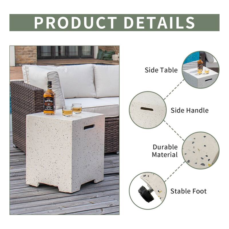 COSIEST Concrete Outdoor Propane Tank Cover Table