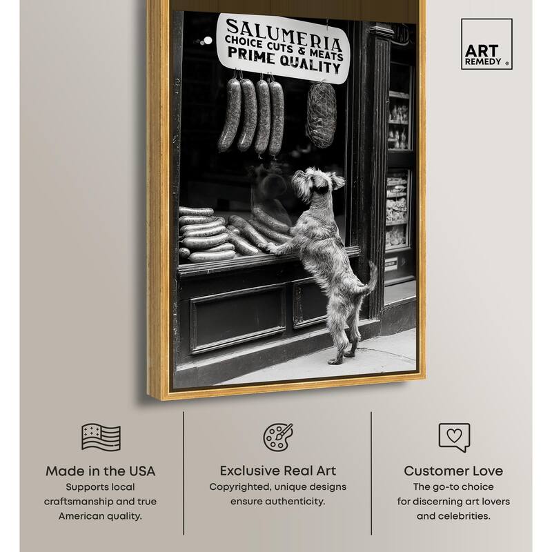 Window Shopping Pup Canvas by Art Remedy