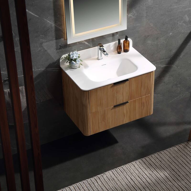 Modland 30" Wall-Mounted Bathroom Vanity with Acrylic Top Integrated Sink & Overflow
