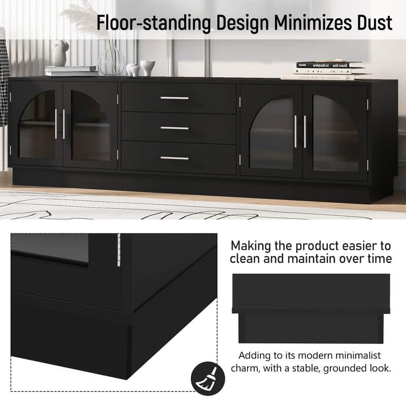 68.9'' Modern Minimalist TV Stand for TVs up to 75 Inches, Entertainment Center Media Console Cabinet with Adjustable Shelves