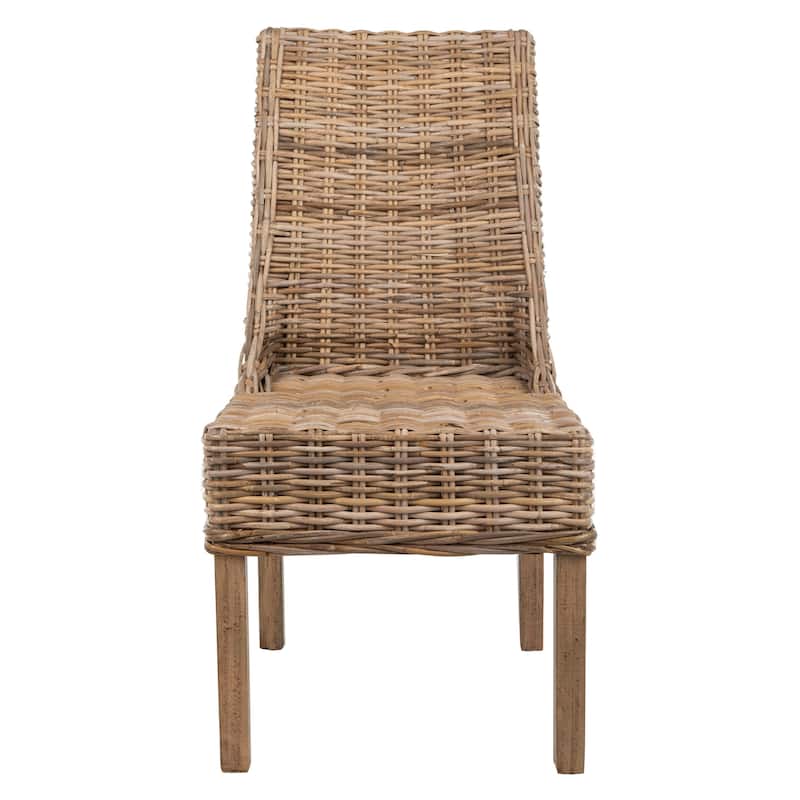 SAFAVIEH Charolette Indoor Wicker Brown Sloping Arm Chairs (Set of 2) - 20" x 24" x 39" - 20Wx24Dx39H