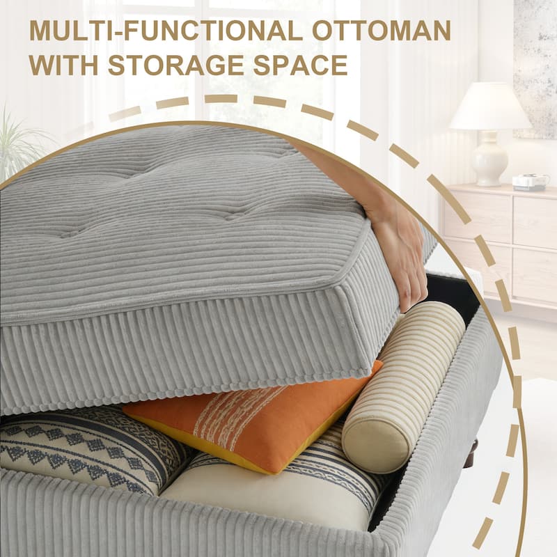 Oversized Modular Sectional Corduroy Fabric Tufted Sofa