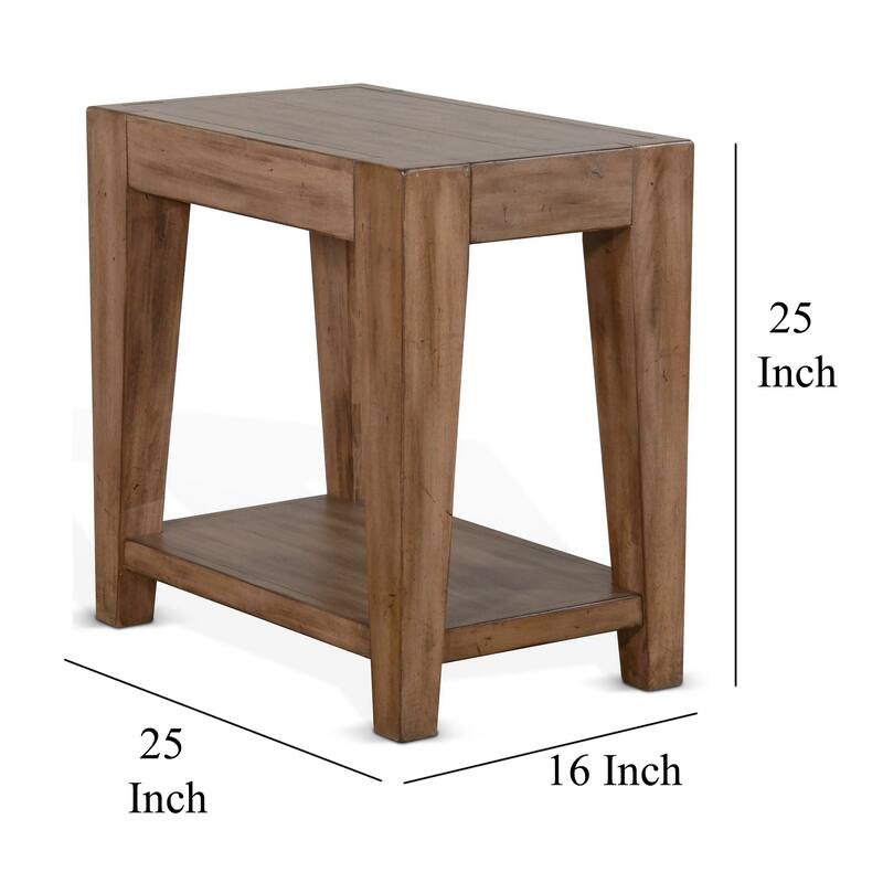 Yael Accent Side Table, Tapered Legs, 25 Inch Rectangular, Brown