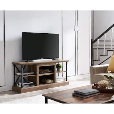 OS Home Model Contemporary Architecture Media Console in Rough Sawn Birch Finish - 54 inches in Width - 54 inches in width