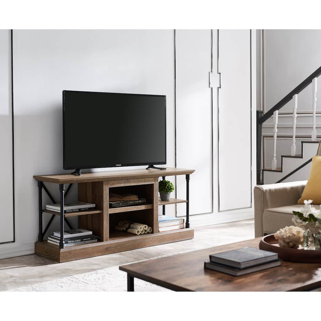 OS Home Model Contemporary Architecture Media Console in Rough Sawn Birch Finish - 54 inches in Width - 54 inches in width
