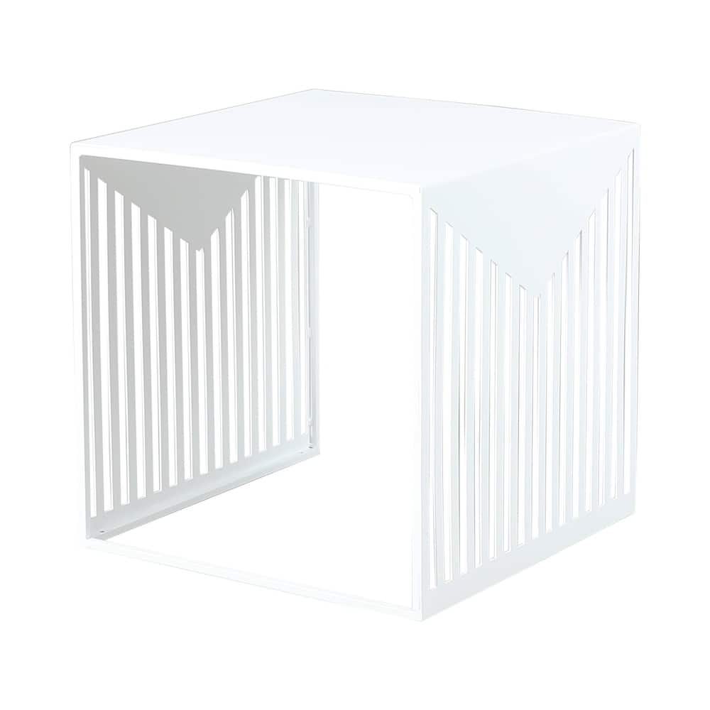 LeisureMod Cisco Modern Square Powder-Coated Steel Finish Side Table - 15.8