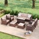 preview thumbnail 7 of 31, Bonosuki 8 Pieces Patio Sofa with Rectangle Fire Pit Table and Ottomans, All-Weather PE Rattan Wicker Sofa with Cushion, Gray