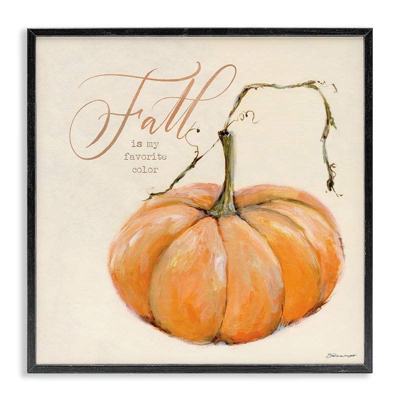 Stupell Fall Is My Favorite Color Orange Pumpkin Seasonal Word Design,12 x 12, Framed Wall Art - 24 x 24 - Black