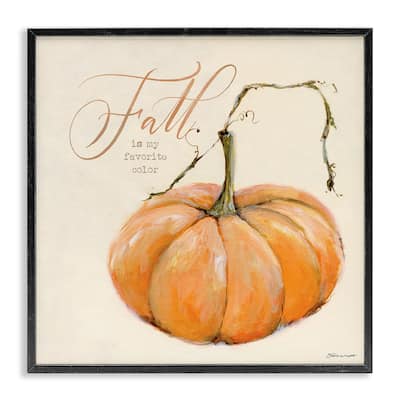 Stupell Fall Is My Favorite Color Orange Pumpkin Seasonal Word Design,12 x 12, Framed Wall Art