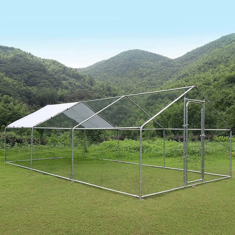 BOSSIN Bold Chicken Coop Run Large Metal Chicken Pen OutdoorPoultry Cage Spire Shape Heavy Duty Walkin for Yard with Waterproof