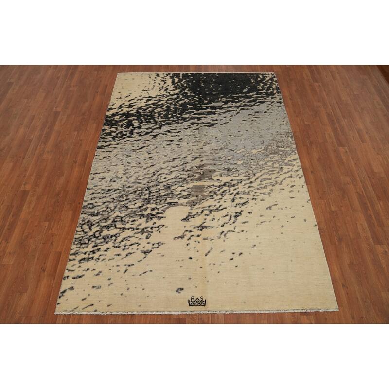 Hand Knotted Modern Wool Multi-Colored Abstract Area Rug - 8' 6'' X 6' 1''